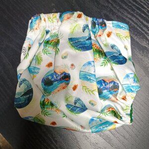 Palm Trees Ocean Beach Vibes OS Pocket Cloth Diaper w/ AWJ Inner by Elemental